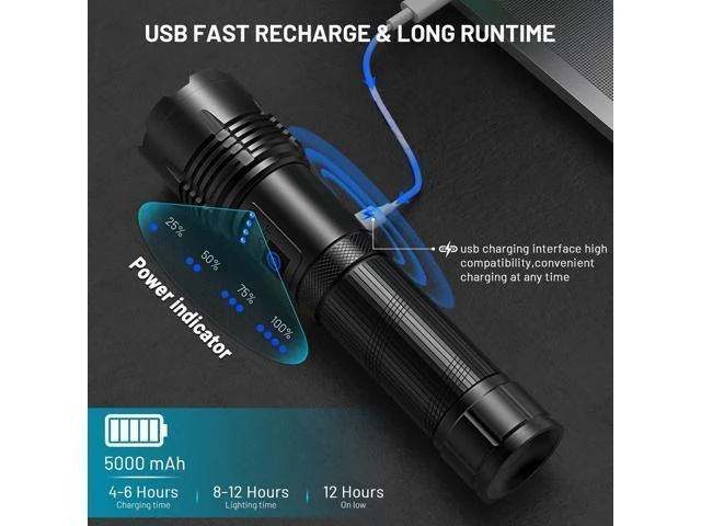Alt view image 9 of 12 - Rechargeable Flashlights High Lumens, 990,000 Lumens Bright Led Flashlight with 7 Modes, Powerful Flash Light for Home Camping Hiking Outdoor