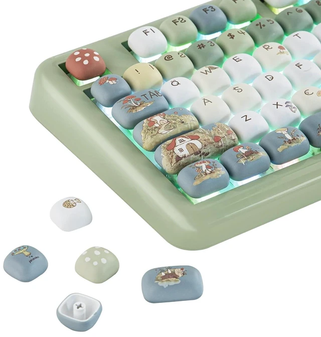 Alt view image 2 of 2 - Keycap Set - Little Shroom Pack, MOG Profile, Five-Side Dye-sub PBT, 137 Keys, MX-Style Compatible f