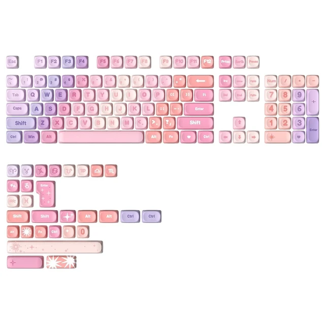 Alt view image 2 of 2 - 140 Keys MOA Keycaps, Dye-Sublimation PBT Custom Keycap Set for MOA Profile, Cute Purple Gradient Ke