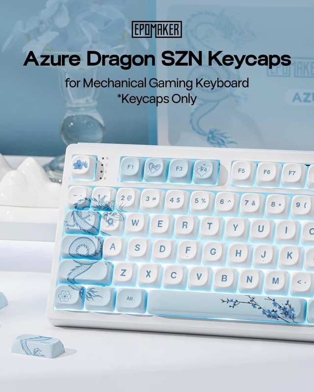Alt view image 9 of 14 - x LINDSEYSZN Azure Dragon SZN Keycaps Set - 140 Keys Five-side Dye-sub PBT Keycaps, MOA Profile, MX-Style Compatible for Alice/60%/65%/75%/TKL/96%/Full Size Layout Mechanical Gaming Keyboards