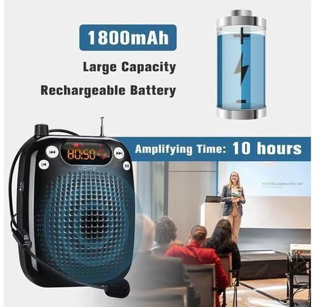 Alt view image 11 of 14 - Voice Amplifier with Microphone Headset, Bluetooth Voice Amplifier for Teachers Portable Speaker with Microphone Support FM TF Card USB Flash Disk for Classroom Speech Tour Guide Training