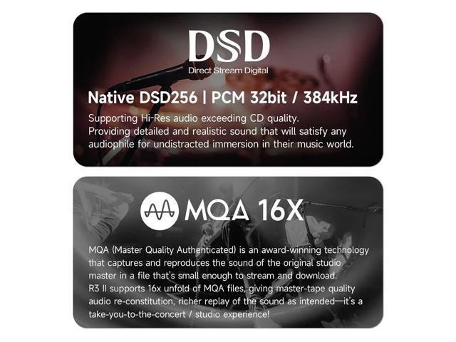 Alt view image 9 of 14 - R3 II 2025 Hi-Res Audio Player - Dual DAC Chips, MQA Decoding, Qobuz/Tidal Player with Bluetooth 5.1, 3.5mm SE/4.4mm BAL Ports | Up to 2TB Expandable Storage