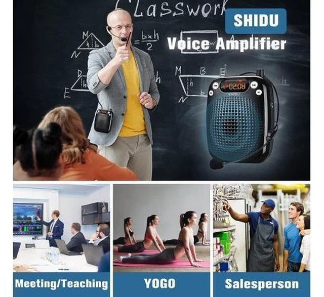 Alt view image 13 of 14 - Voice Amplifier with Microphone Headset, Bluetooth Voice Amplifier for Teachers Portable Speaker with Microphone Support FM TF Card USB Flash Disk for Classroom Speech Tour Guide Training