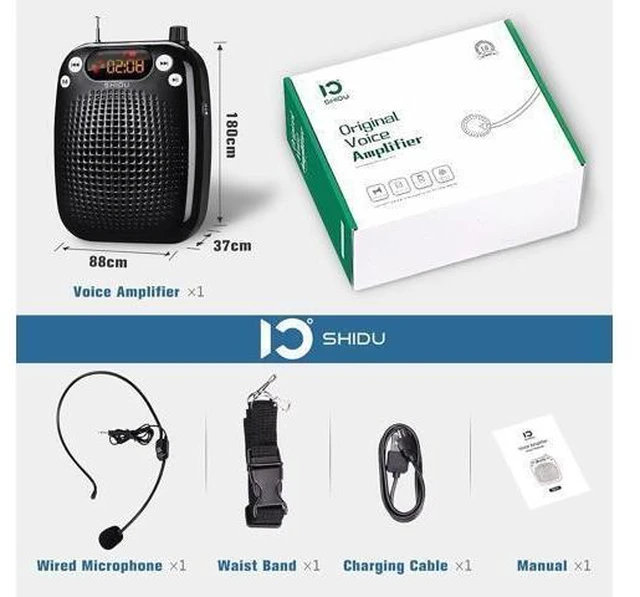 Alt view image 14 of 14 - Voice Amplifier with Microphone Headset, Bluetooth Voice Amplifier for Teachers Portable Speaker with Microphone Support FM TF Card USB Flash Disk for Classroom Speech Tour Guide Training