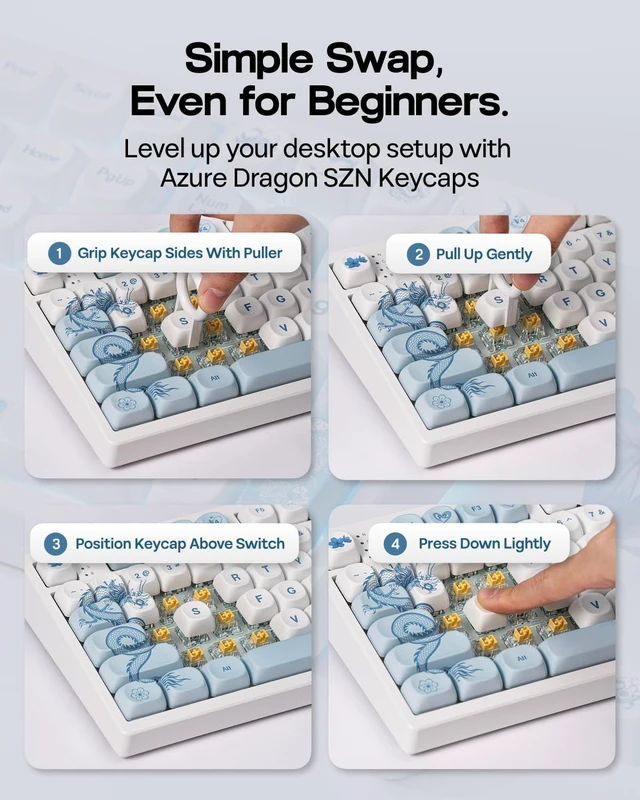 Alt view image 12 of 14 - x LINDSEYSZN Azure Dragon SZN Keycaps Set - 140 Keys Five-side Dye-sub PBT Keycaps, MOA Profile, MX-Style Compatible for Alice/60%/65%/75%/TKL/96%/Full Size Layout Mechanical Gaming Keyboards