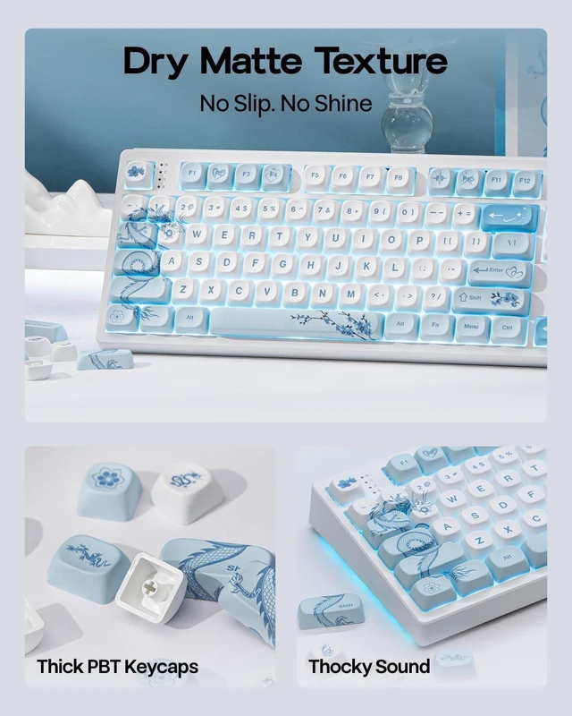 Alt view image 13 of 14 - x LINDSEYSZN Azure Dragon SZN Keycaps Set - 140 Keys Five-side Dye-sub PBT Keycaps, MOA Profile, MX-Style Compatible for Alice/60%/65%/75%/TKL/96%/Full Size Layout Mechanical Gaming Keyboards
