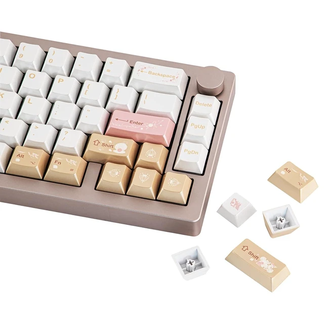 Alt view image 8 of 14 - Opalux Keycaps Set - 134 Keys PBT Keycaps with Exquisite Seashell Pattern, Cherry Profile, MX-Style Compatible for 60%/65%/75%/TKL/1800/Full Size ANSI/ISO Layout Mechanical Gaming Keyboards