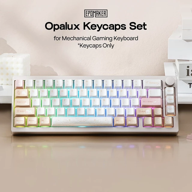 Alt view image 9 of 14 - Opalux Keycaps Set - 134 Keys PBT Keycaps with Exquisite Seashell Pattern, Cherry Profile, MX-Style Compatible for 60%/65%/75%/TKL/1800/Full Size ANSI/ISO Layout Mechanical Gaming Keyboards