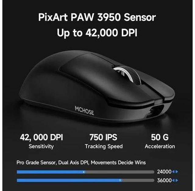 Alt view image 10 of 14 - L7 Ultra+ Wireless Gaming Mouse, Lightweight 48g, Ergonomic Mouse with 42K DPI, PAW3950, Optical Switch, 20000 FPS, Dual 8K Polling and 7 Programmable Buttons, 3-Mode Connect, PC/Mac - Black