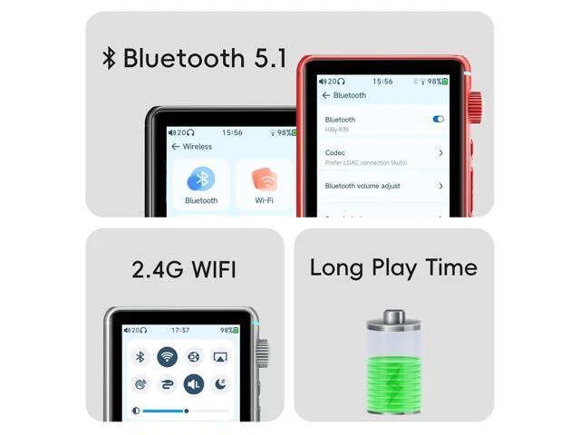Alt view image 12 of 14 - R3 II 2025 Hi-Res Audio Player - Dual DAC Chips, MQA Decoding, Qobuz/Tidal Player with Bluetooth 5.1, 3.5mm SE/4.4mm BAL Ports | Up to 2TB Expandable Storage