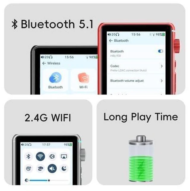 Alt view image 13 of 14 - R3 II 2025 Hi-Res Audio Player - Dual DAC Chips, MQA Decoding, Qobuz/Tidal Player with Bluetooth 5.1, 3.5mm SE/4.4mm BAL Ports | Up to 2TB Expandable Storage