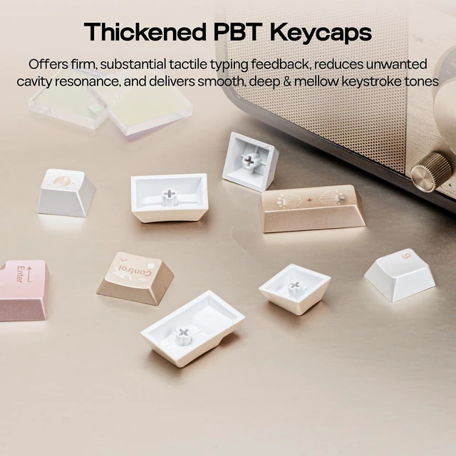 Alt view image 12 of 14 - Opalux Keycaps Set - 134 Keys PBT Keycaps with Exquisite Seashell Pattern, Cherry Profile, MX-Style Compatible for 60%/65%/75%/TKL/1800/Full Size ANSI/ISO Layout Mechanical Gaming Keyboards