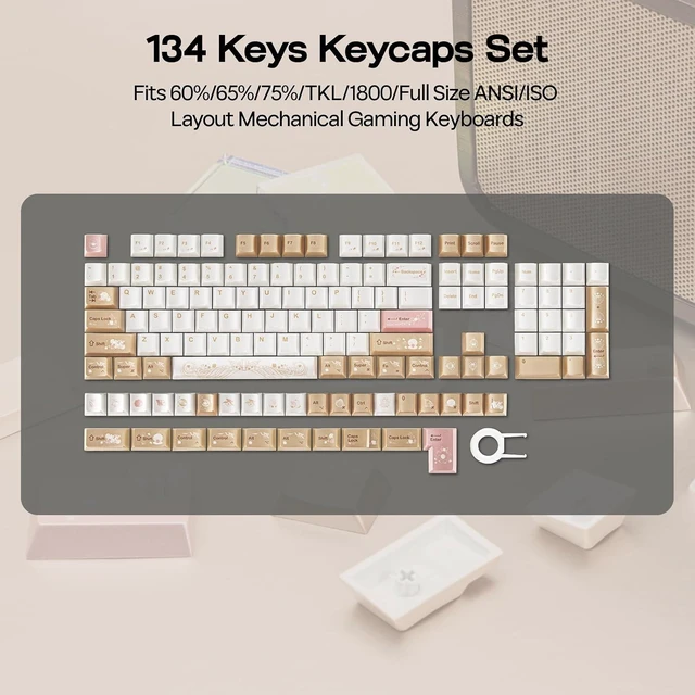 Alt view image 13 of 14 - Opalux Keycaps Set - 134 Keys PBT Keycaps with Exquisite Seashell Pattern, Cherry Profile, MX-Style Compatible for 60%/65%/75%/TKL/1800/Full Size ANSI/ISO Layout Mechanical Gaming Keyboards
