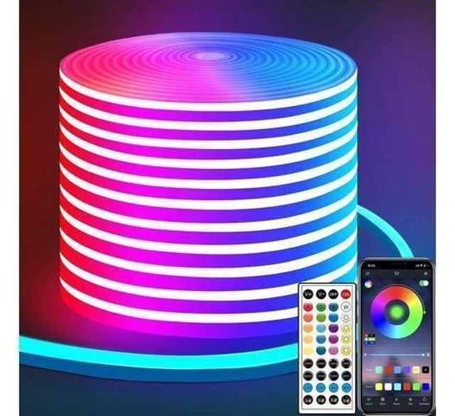 Alt view image 8 of 14 - 50ft LED Neon Strip Light with Remote APP Control IP65 Waterproof Flexible neon LED Rope Lights 24V RGB neon LED Lights for Bedroom Room Outdoors Dcor