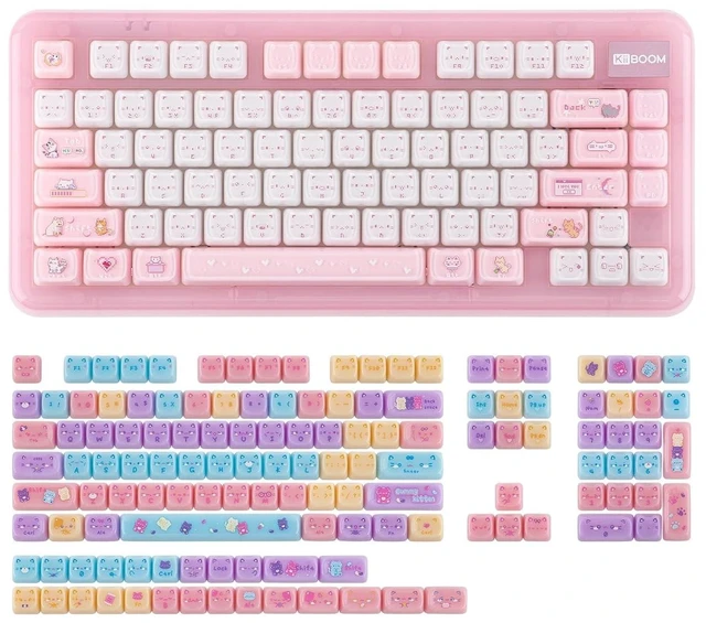 Alt view image 2 of 2 - Phantom81 Lite 75% Gasket Mechanical Keyboard with Cute Cat Keycaps Set