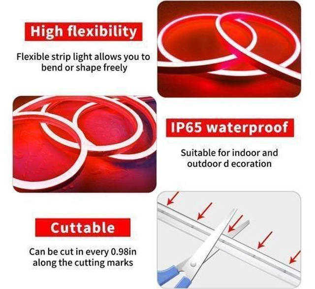 Alt view image 13 of 14 - 50ft LED Neon Strip Light with Remote APP Control IP65 Waterproof Flexible neon LED Rope Lights 24V RGB neon LED Lights for Bedroom Room Outdoors Dcor