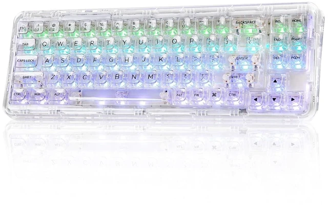 Alt view image 2 of 2 - X71 Wireless Hot Swappable Transparent Mechanical Keyboard with Clear Keycaps, 68% Layout, BT5.0/2.4