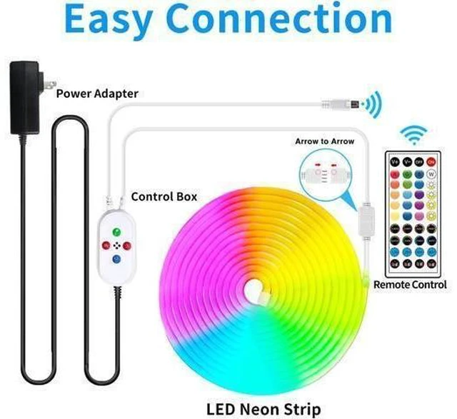 Alt view image 14 of 14 - 50ft LED Neon Strip Light with Remote APP Control IP65 Waterproof Flexible neon LED Rope Lights 24V RGB neon LED Lights for Bedroom Room Outdoors Dcor