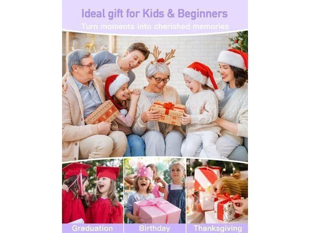 Alt view image 13 of 14 - AiTechny Digital Camera, FHD 1080P Kids Camera, 44MP Point and Shoot Cameras for Pictures with 32GB Card, 16X Zoom, Lanyard, Portable Travel Mini Camera for Kids Teens Beginner(Purple)