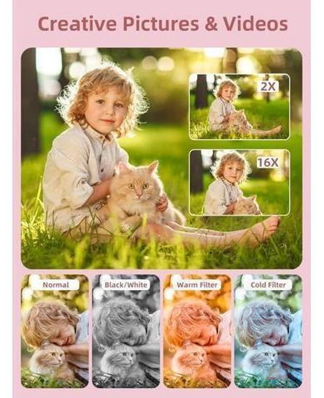 Alt view image 8 of 10 - Digital Camera, FHD 1080P Camera, Digital Point and Shoot Camera with 16X Zoom Anti Shake, Compact Small Camera for Boys Girls Kids