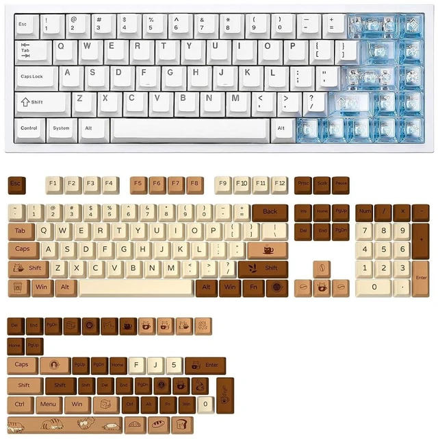 Alt view image 2 of 2 - AL65 Wireless Mechanical Keyboard(White, Gateron Zero), Coffee Cat Dye Sub PBT Keycaps(Cherry Profil