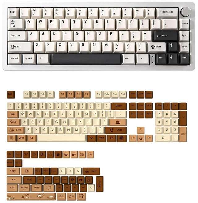 Alt view image 2 of 2 - AL66 Wireless Mechanical Keyboard for Win/Mac(Milk Switch, Silver), Coffee Cat Dye Sub PBT Keycaps(C