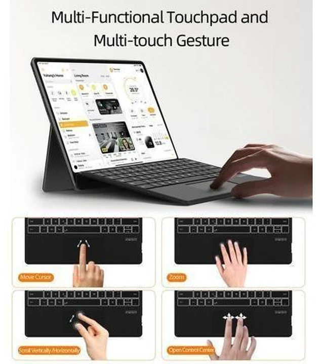 Alt view image 9 of 10 - Surface Pro Keyboard for Microsoft Surface Pro 11/10/9/8/X, Surface Pro Bluetooth Type Cover with 7 Colors Backlit, Touchpad, Sleep/Wake Function, Pencil Holder, Rechargeable Battery