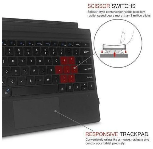 Alt view image 9 of 10 - Fintie Type Cover for Microsoft Surface Pro 7 Plus/Pro 7 / Pro 6 / Pro 5 / Pro 4 / Pro 3, Ultrathin Portable Wireless Bluetooth Keyboard with Built-in Rechargeable Battery (Black)