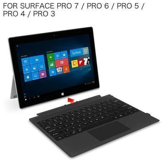 Alt view image 10 of 10 - Fintie Type Cover for Microsoft Surface Pro 7 Plus/Pro 7 / Pro 6 / Pro 5 / Pro 4 / Pro 3, Ultrathin Portable Wireless Bluetooth Keyboard with Built-in Rechargeable Battery (Black)