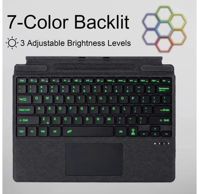 Alt view image 9 of 10 - Zoof Type Cover for Microsoft Surface Pro 11 / Pro 10 / Pro 9 / Pro 8 / Pro X, 13 inch, Portable Slim Bluetooch Keyboard with Touchpad, Pen Holder (Black with Backlit)