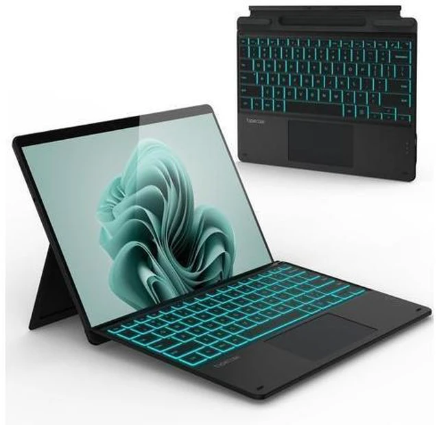Alt view image 6 of 10 - typecase Surface Pro 9 Keyboard, Compatible with Microsoft Surface Pro 11 10 9 8 X, 13 Inch Bluetooth Wireless Type Cover Keyboard with 11-Color Backlit & Pen Holder - Black
