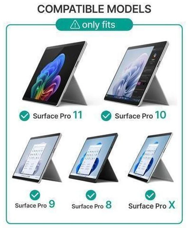 Alt view image 7 of 10 - typecase Surface Pro 9 Keyboard, Compatible with Microsoft Surface Pro 11 10 9 8 X, 13 Inch Bluetooth Wireless Type Cover Keyboard with 11-Color Backlit & Pen Holder - Black