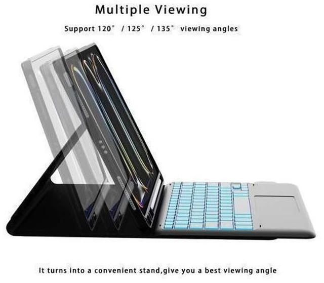 Alt view image 10 of 10 - for 2024 iPad Pro 13-inch (M4) Case with Keyboard - 7 Color Backlit Detachable Tablet Keyboard Cover with Touchpad - 13" iPad Pro (M4, 2024) Magnetic Keyboard Case with Pencil Holder & Kickstand Black