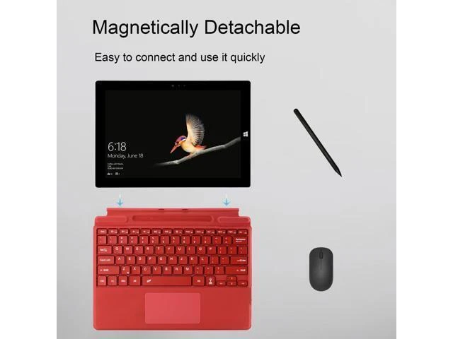 Alt view image 8 of 10 - Zoof Type Cover for Microsoft Surface Pro 11 / Pro 10 / Pro 9 / Pro 8 / Pro X, 13 inch, Portable Slim Bluetooch Keyboard with Touchpad, Pen Holder (Red with Backlit)