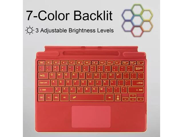 Alt view image 9 of 10 - Zoof Type Cover for Microsoft Surface Pro 11 / Pro 10 / Pro 9 / Pro 8 / Pro X, 13 inch, Portable Slim Bluetooch Keyboard with Touchpad, Pen Holder (Red with Backlit)