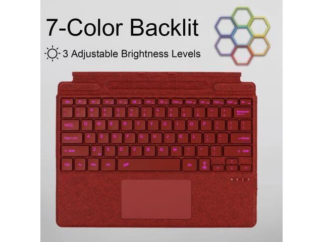 Alt view image 9 of 10 - Zoof Type Cover for Microsoft Surface Pro 11 / Pro 10 / Pro 9 / Pro 8 / Pro X, 13 inch, Portable Slim Bluetooch Keyboard with Touchpad, Pen Holder (Poppy Red with Backlit)