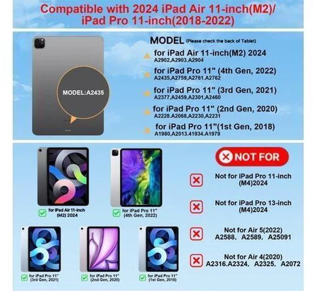 Alt view image 7 of 10 - For iPad Pro 11 inch Case with Keyboard,Keyboard Case for iPad Air 11 inch (M2) 2024 & iPad Pro 11 inch (1st/2nd/3rd/4th Gen)&ipad Air(4rd/5th Gen),Magic-Style Magnetic - Backlit Keyboard (White)