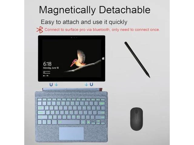Alt view image 8 of 10 - Zoof Type Cover for Microsoft Surface Pro 7 Plus/Pro 7, 12.3 inch, Ultra-Slim Wireless Tablet Keyboard with Multi Touchpad Bluetooth (Ice Blue with Backlit)