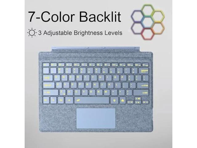 Alt view image 9 of 10 - Zoof Type Cover for Microsoft Surface Pro 7 Plus/Pro 7, 12.3 inch, Ultra-Slim Wireless Tablet Keyboard with Multi Touchpad Bluetooth (Ice Blue with Backlit)