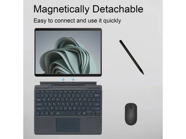 Alt view image 8 of 10 - Zoof Type Cover for Microsoft Surface Pro 11 / Pro 10 / Pro 9 / Pro 8 / Pro X, 13 inch, Portable Slim Bluetooch Keyboard with Touchpad, Pen Holder (Gray with Backlit)