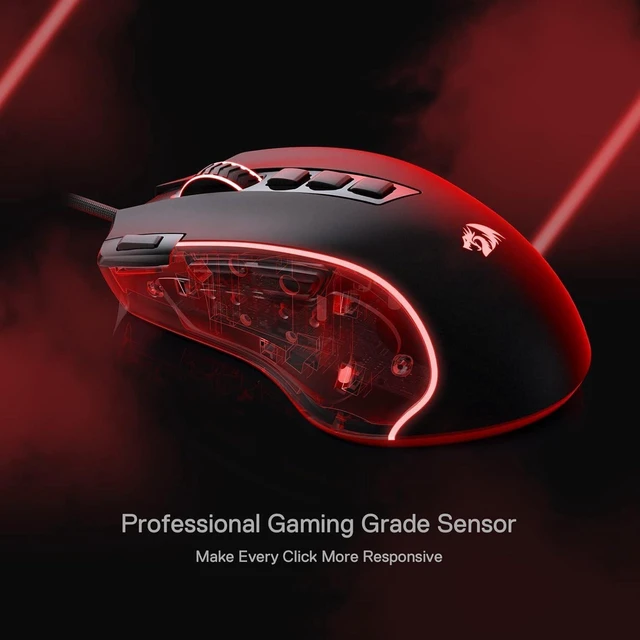 Alt view image 11 of 14 - M612 Predator RGB Gaming Mouse, 8000 DPI Wired Optical Gamer Mouse with 11 Programmable Buttons & 5 Backlit Modes, Software Supports DIY Keybinds Rapid Fire Button