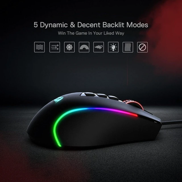 Alt view image 14 of 14 - M612 Predator RGB Gaming Mouse, 8000 DPI Wired Optical Gamer Mouse with 11 Programmable Buttons & 5 Backlit Modes, Software Supports DIY Keybinds Rapid Fire Button