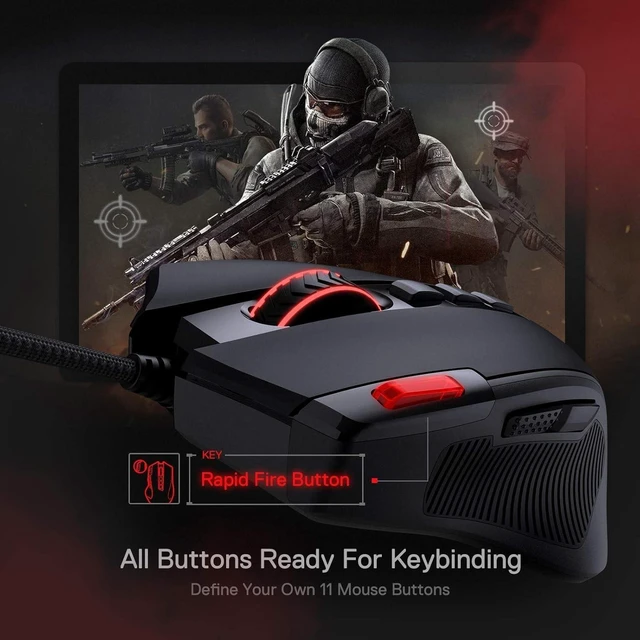 Alt view image 12 of 14 - M612 Predator RGB Gaming Mouse, 8000 DPI Wired Optical Gamer Mouse with 11 Programmable Buttons & 5 Backlit Modes, Software Supports DIY Keybinds Rapid Fire Button
