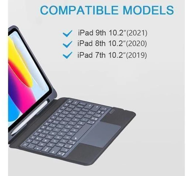Alt view image 7 of 10 - Zoof Keyboard case for iPad 10.2-inch(7th, 8th and 9th Generation) Bluetooth Keyboard with trackpad, Wireless Keyboard, Magnet Detachable Backlit Keyboard - Black Grey