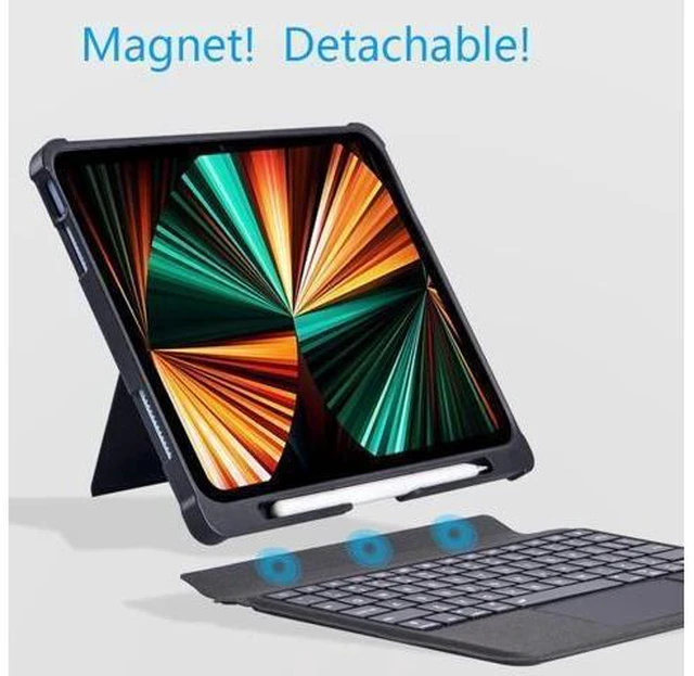 Alt view image 8 of 10 - Zoof Keyboard case for iPad 10.2-inch(7th, 8th and 9th Generation) Bluetooth Keyboard with trackpad, Wireless Keyboard, Magnet Detachable Backlit Keyboard - Black Grey