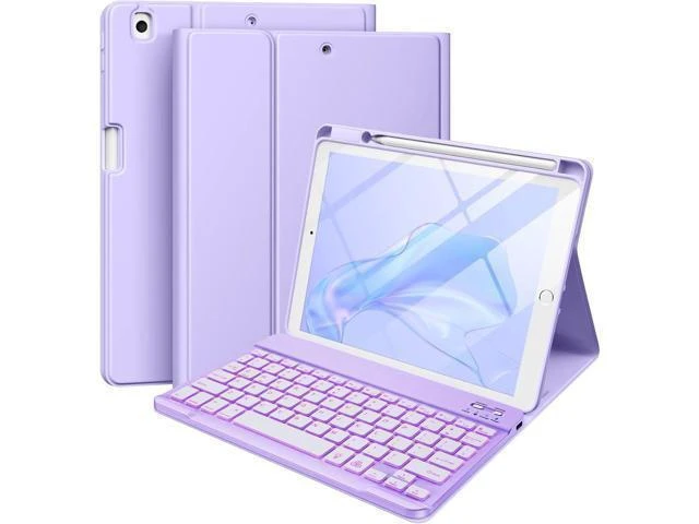 Alt view image 8 of 14 - iPad 9th Generation Case with Keyboard 10.2 Inch - Backlit Wireless Detachable Folio Cover with Pencil Holder for iPad 8th Gen / 7th Gen/iPad Pro 10.5" / iPad Air 3rd Gen (Purple)