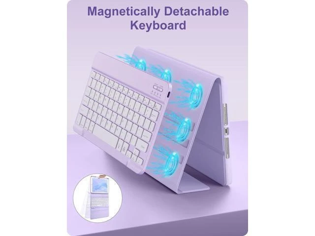 Alt view image 13 of 14 - iPad 9th Generation Case with Keyboard 10.2 Inch - Backlit Wireless Detachable Folio Cover with Pencil Holder for iPad 8th Gen / 7th Gen/iPad Pro 10.5" / iPad Air 3rd Gen (Purple)