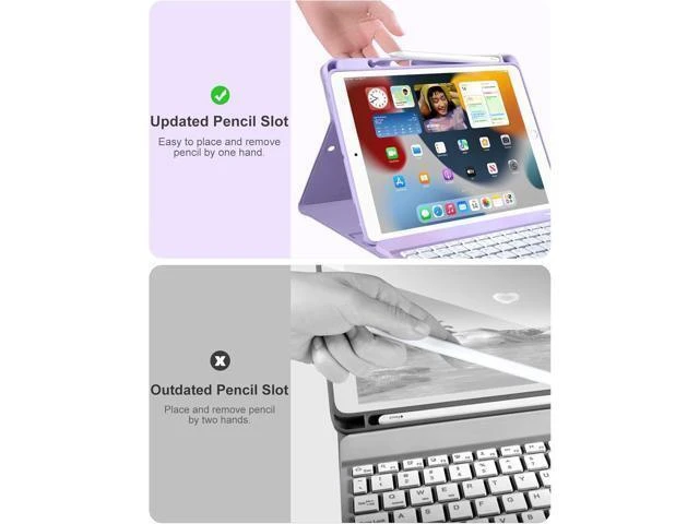 Alt view image 14 of 14 - iPad 9th Generation Case with Keyboard 10.2 Inch - Backlit Wireless Detachable Folio Cover with Pencil Holder for iPad 8th Gen / 7th Gen/iPad Pro 10.5" / iPad Air 3rd Gen (Purple)