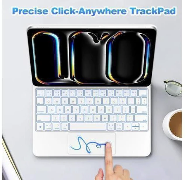 Alt view image 10 of 10 - GOOJODOQ Magnetic Keyboard Case for iPad Pro 11-inch(M4,2024),Click-Anywhere Trackpad with 7 Color Backlit for iPad Pro 11 Keyboard-Black-White