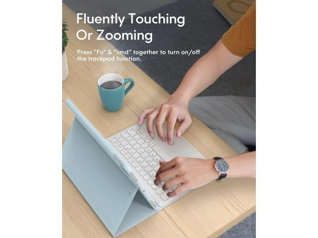 Alt view image 8 of 10 - iPad Keyboard 9th Generation, Keyboard for iPad 8th Generation/7th Gen 10.2 Inch, Smart Trackpad, Detachable Wireless with Pencil Holder, Flip Stand Keyboard Case for iPad 9th/8th/7th Gen 10.2", Blue